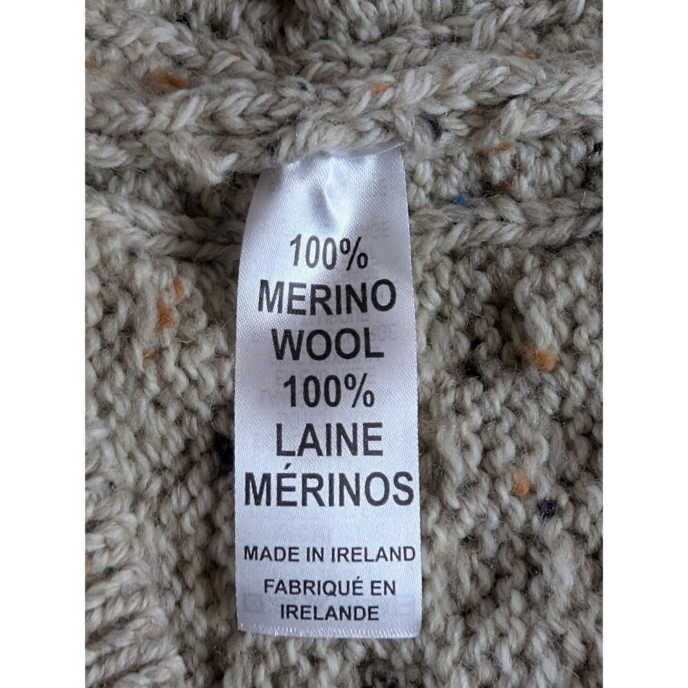 Aran Mór Ireland 100% Merino Wool Cable‎ Knit Cowl Neck Sweater Oatmeal  F233 - Picture 8 of 13